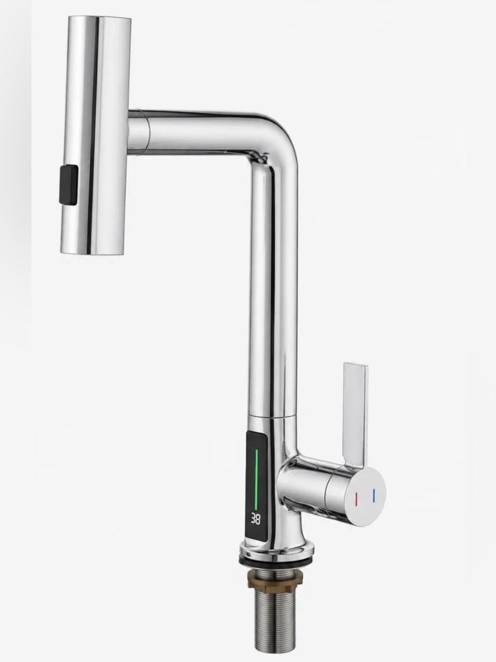 Smart Choice H3428 Kitchen Faucet Digital Temp Display Waterfall Polished Chrome
